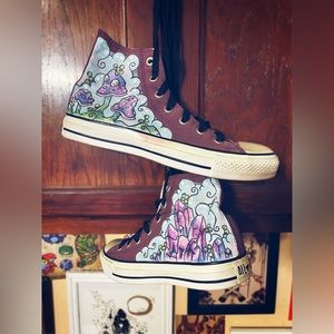 Upcycled & hand painted Crystal Mushroom Converse